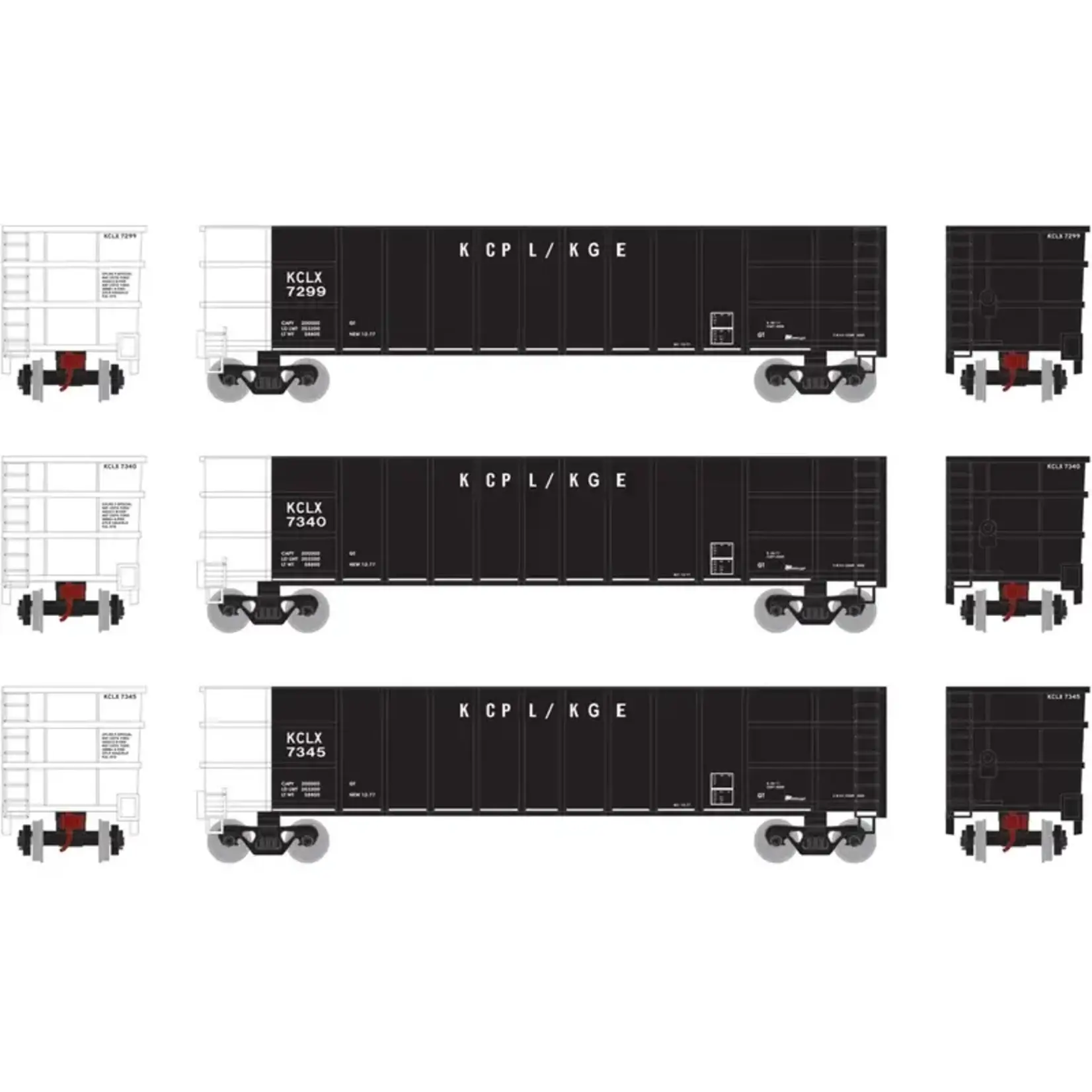 Athearn 16547 N Thrall High Side Gondola with Load KCLX 2 3pk