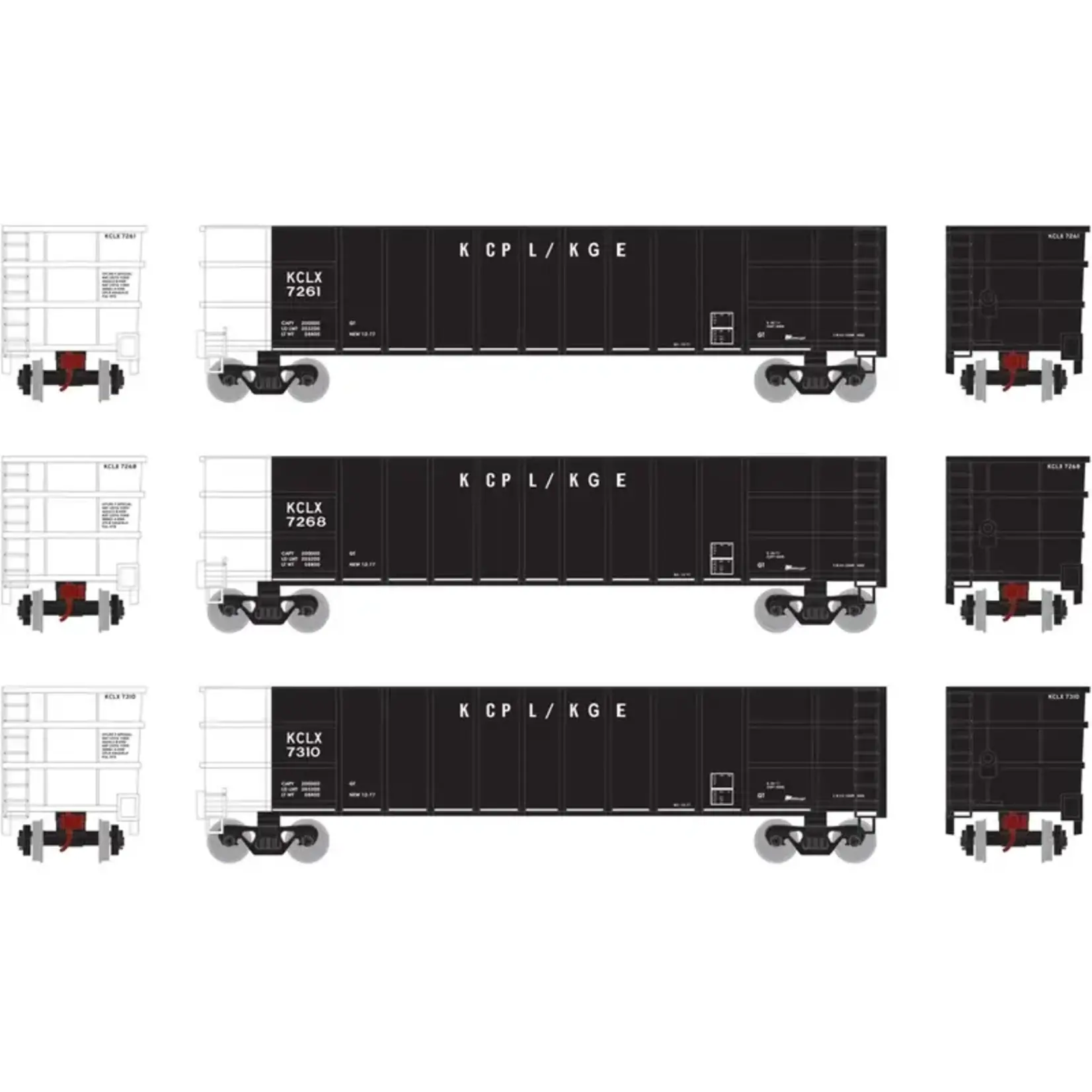 Athearn 16546 N Thrall High Side Gondola with Load KCLX #1 3pk