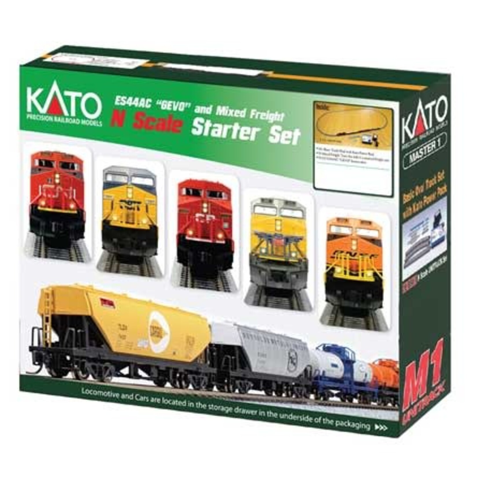 Kato 1060021 N CSX GE ES44AC GEVO Mixed Freight Starter Set