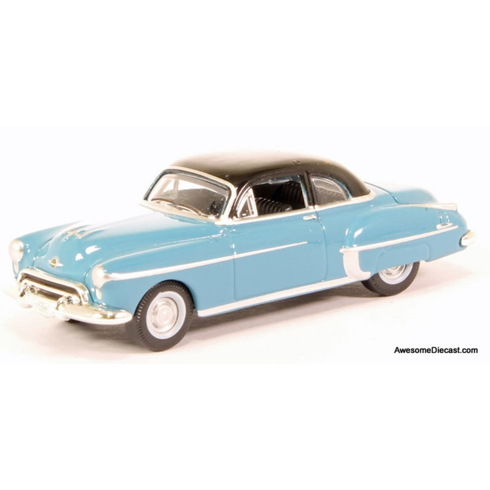 Oxford Diecast 87OR50002 HO 1950 Oldsmobile Rocket 88 Coupe - Crest Blue, Black
