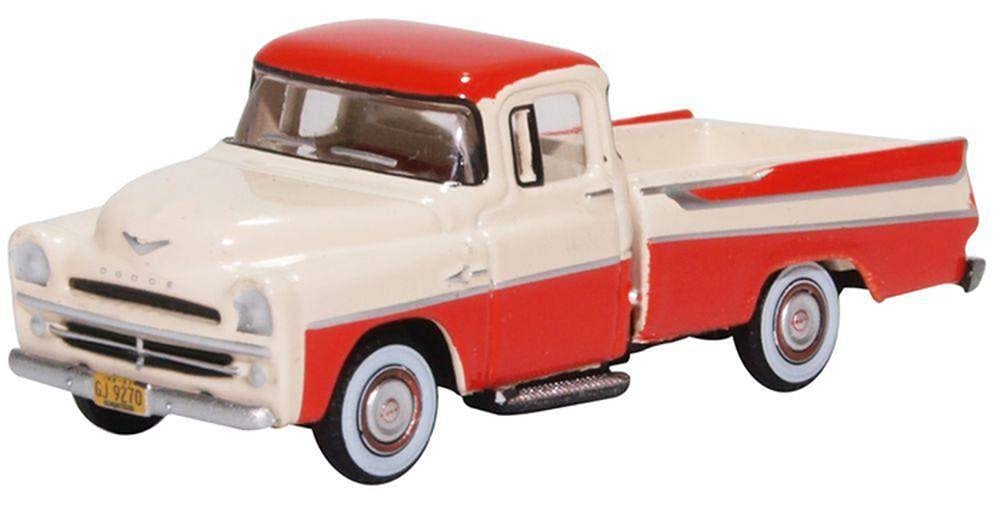 87DP57001 HO 1957 Dodge D100 Sweptside Pickup - Tropical Coral, Glacier White