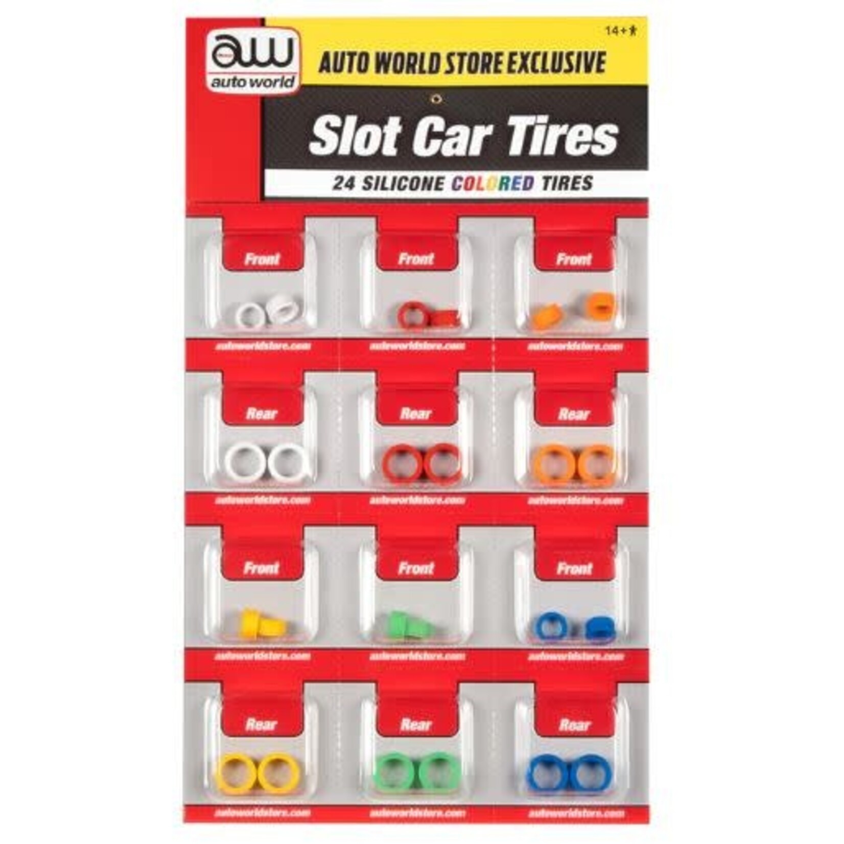 Auto World SCM161 4 Gear Silicon Colored Tires 6 sets (24)
