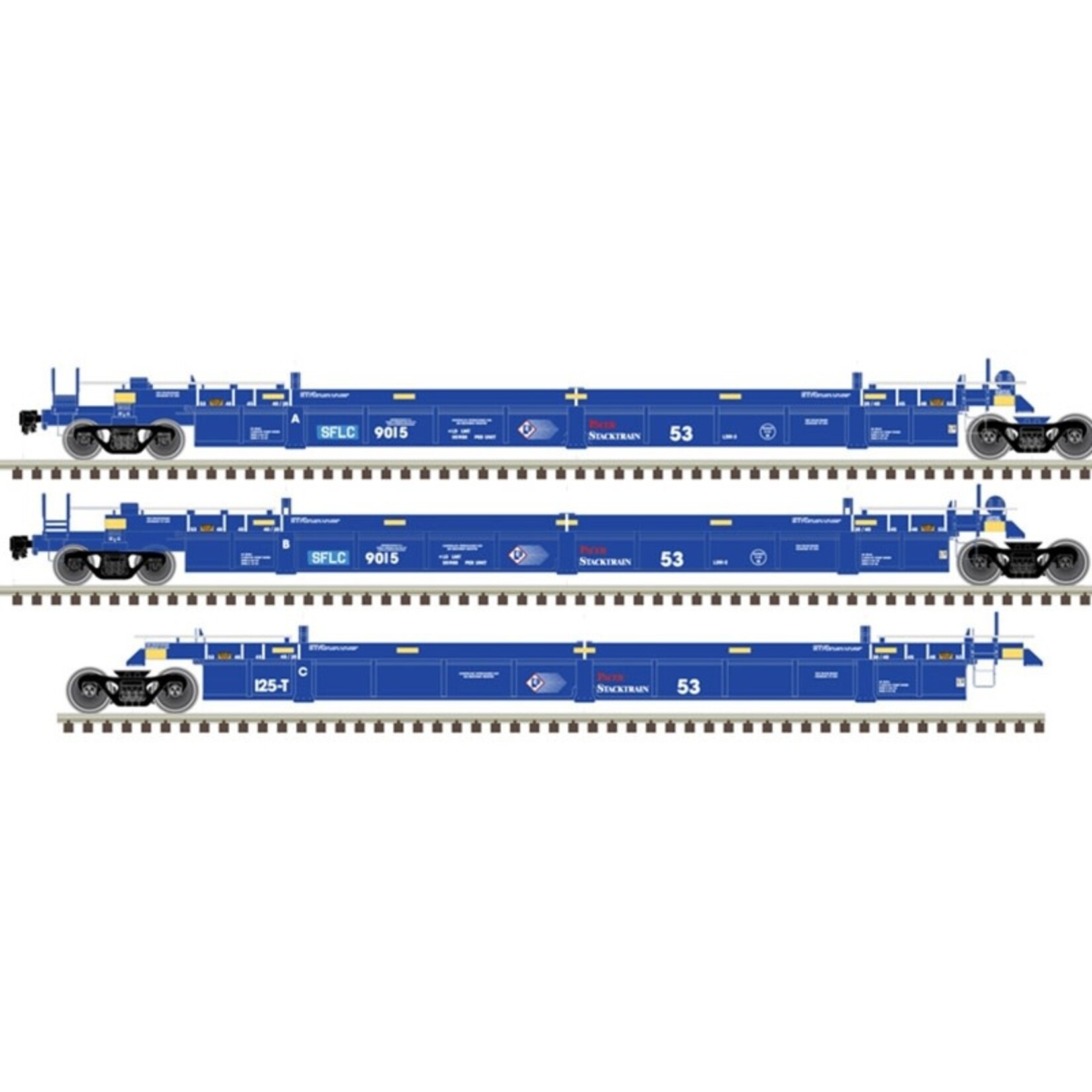 Atlas 20006617 HO 53' Articulated Well Car Set BNSF (SFLC) 9051