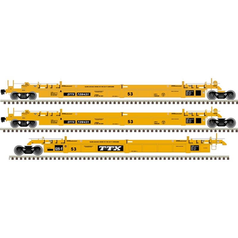 20006620 HO 53' Articulated Well Car Set TTX 728674