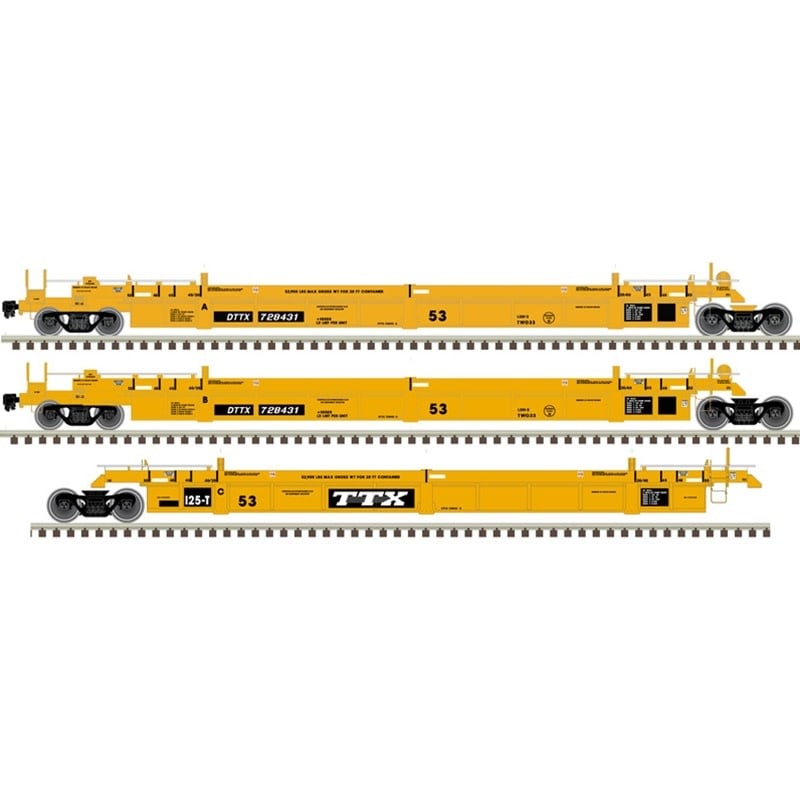20006621 HO 53' Articulated Well Car Set TTX 728711