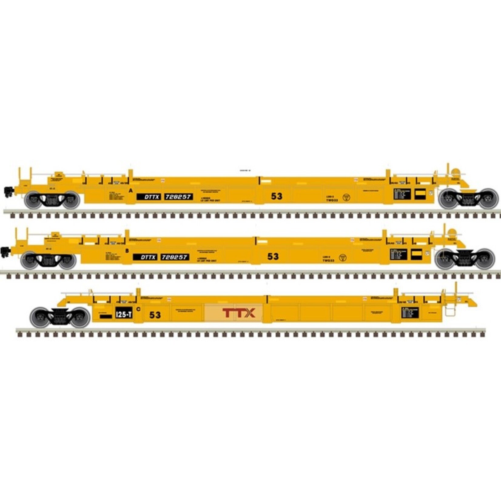 Atlas 20006631 HO 53' Articulated Well Car Set TTX (Forward Thinking Logo) 728723