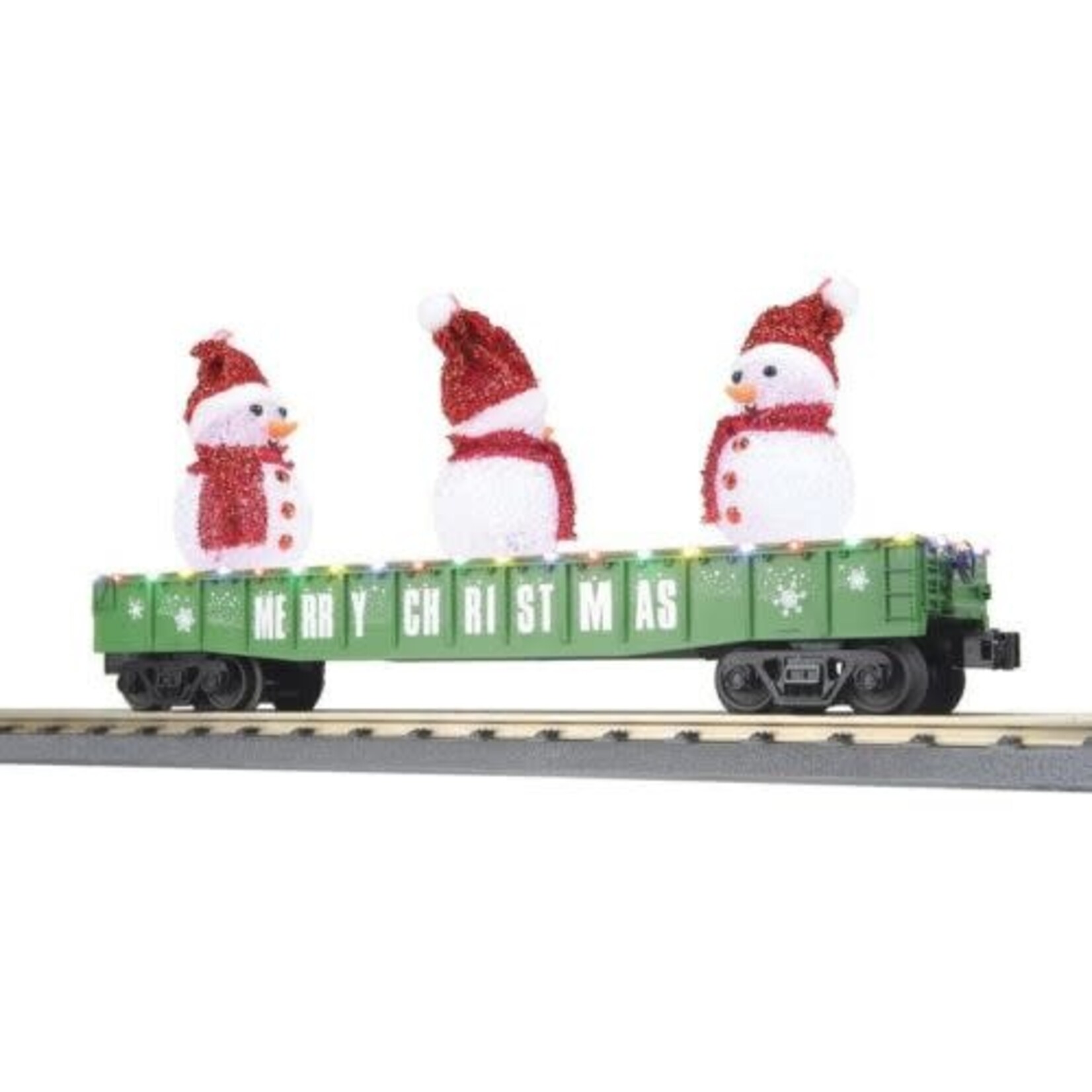 MTH 3072229 Green Christmas Gondola With LED Lights and Lighted Snowmen