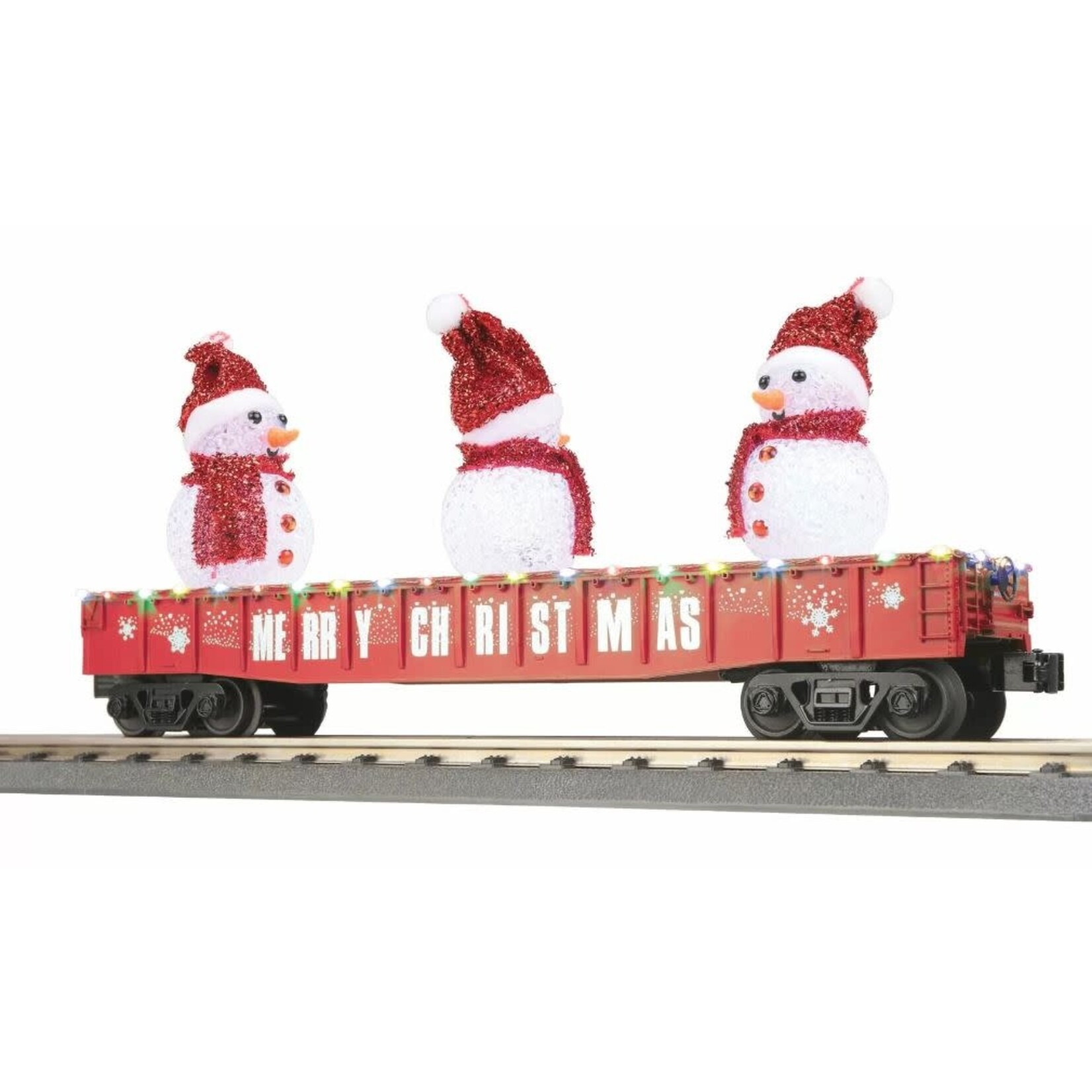 MTH 3072228 O Red Christmas Gondola With  LED Lights and Lighted Snowmen