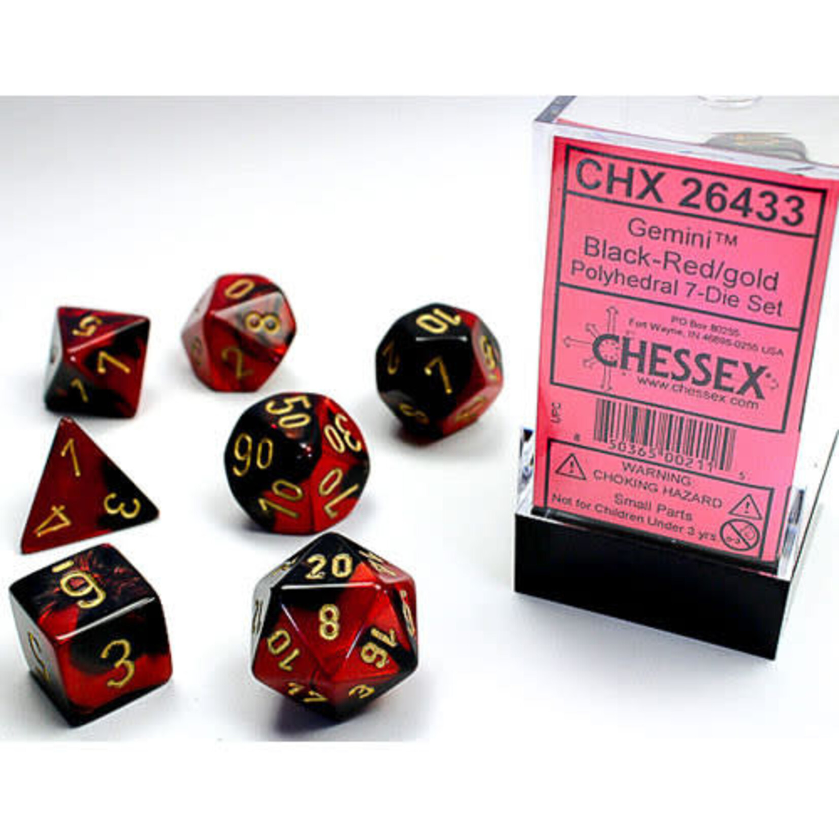 Chessex 20633 7 Die Set Mini Gemini Black-Red/Gold