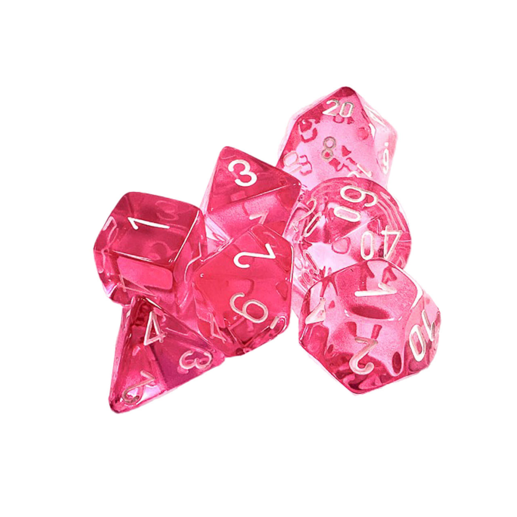 Chessex 23084 7 Die Set Translucent Pink/White