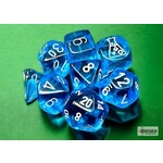 Chessex 30063 7 Die Set Translucent Tropical Blue/White Lab 7