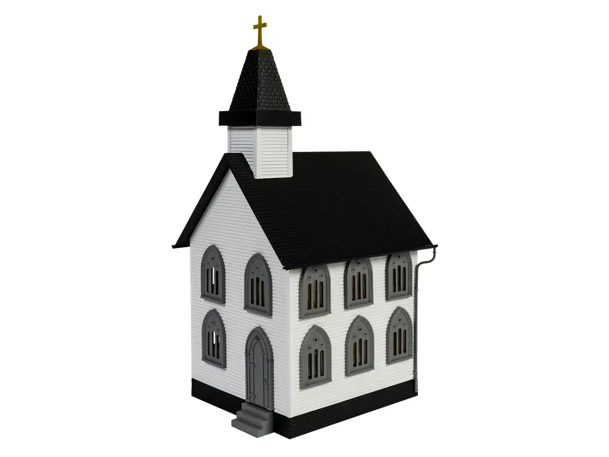 1956270 HO Church - Assembled w/ Lights