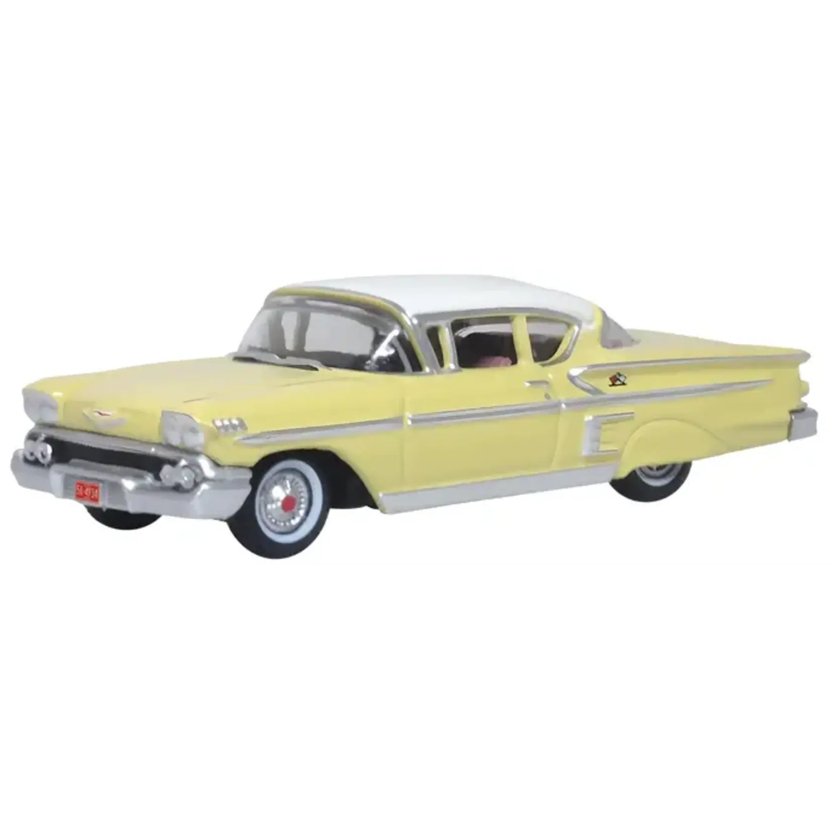 Oxford Diecast 87CIS58002 1958 Chevrolet Impala Sport Coupe Colonial Cream/White
