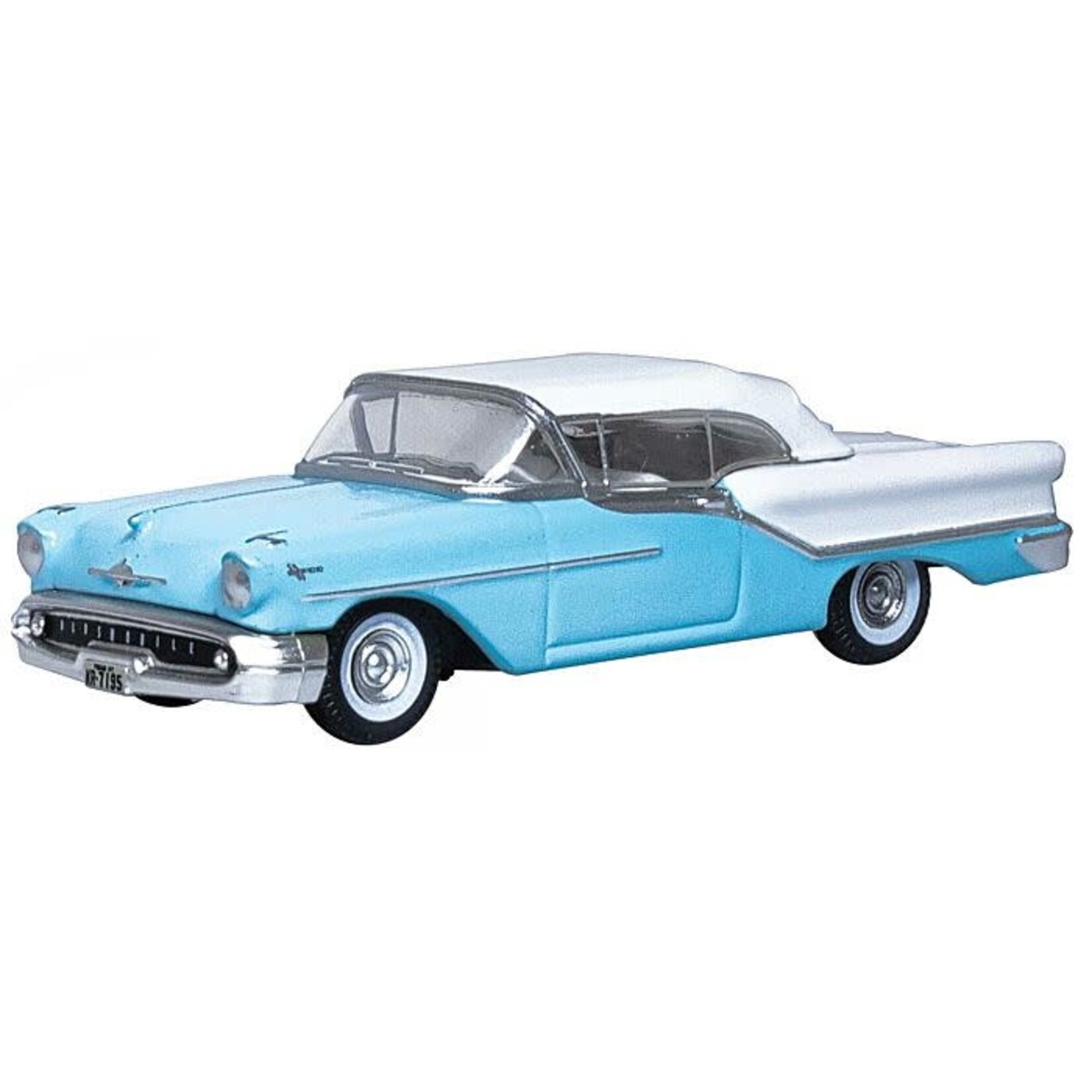 Oxford Diecast 87OC57002 HO Oldsmobile 88 1957 Convertible Blue/ White (Closed)