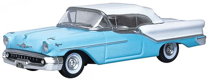 87OC57002 HO Oldsmobile 88 1957 Convertible Blue/ White (Closed)