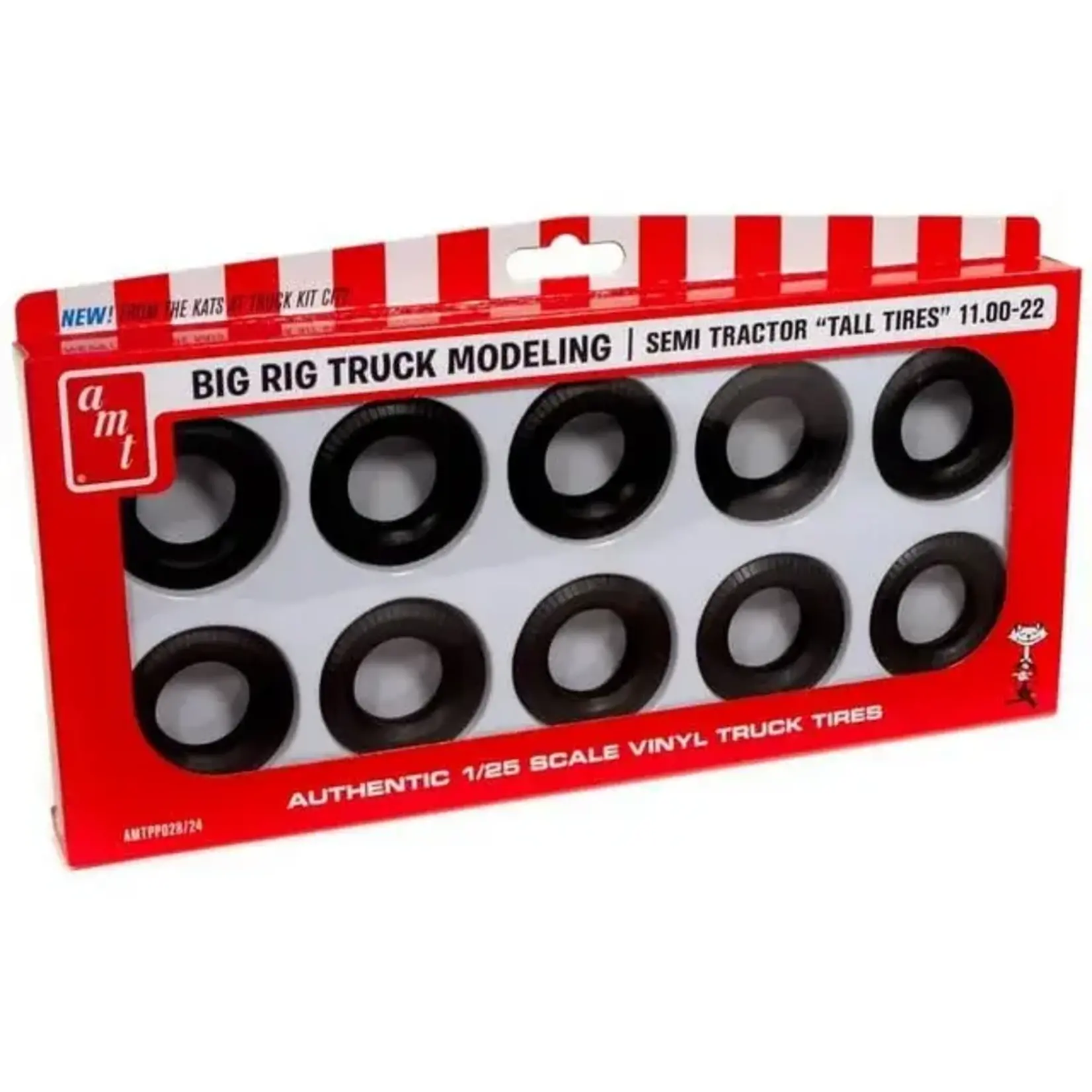 AMT PP028 1/25 Semi Tractor Truck 11.00-22 Tall Tires - 10 Pack