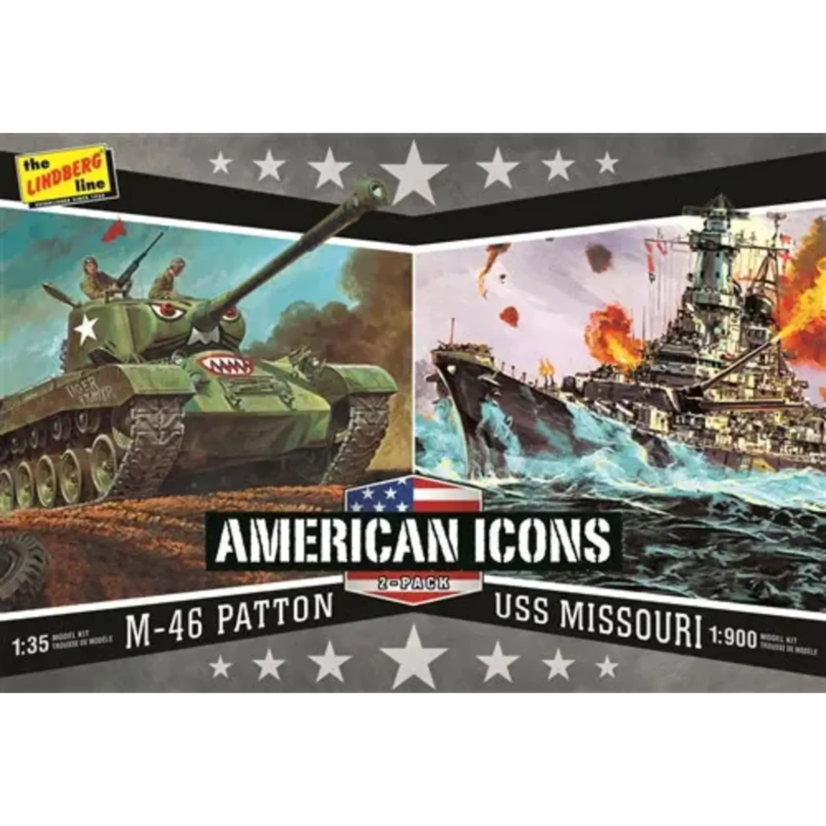 Lindberg WWII USA Icons Missouri/Patton 1 /35 Scale 2 Pack