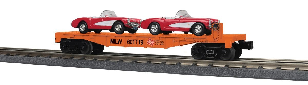 3076875 O Milw Rd Flatcar w/ 2 57 Chev Corvettes