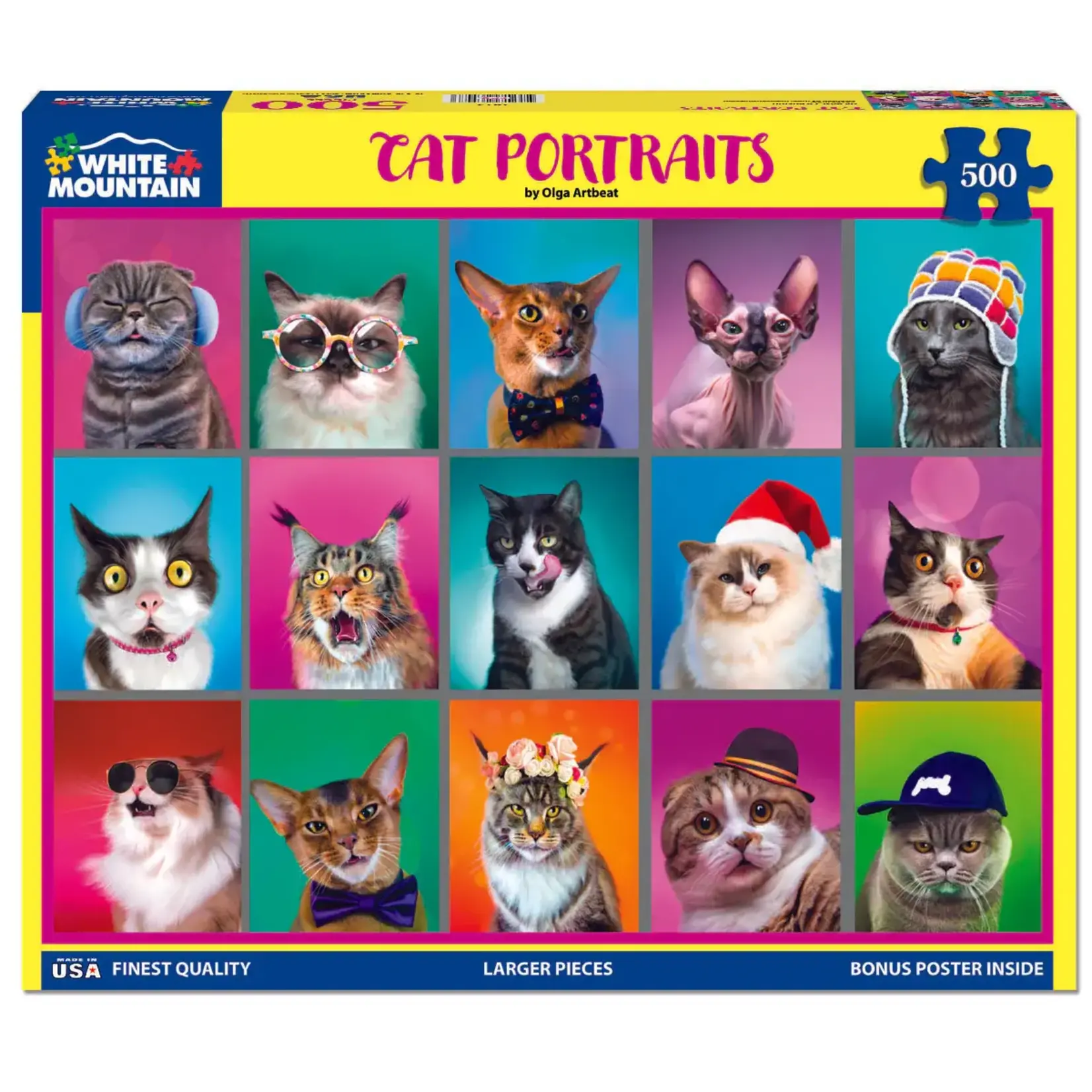 White Mountain Cat Portraits 500 Piece Puzzle