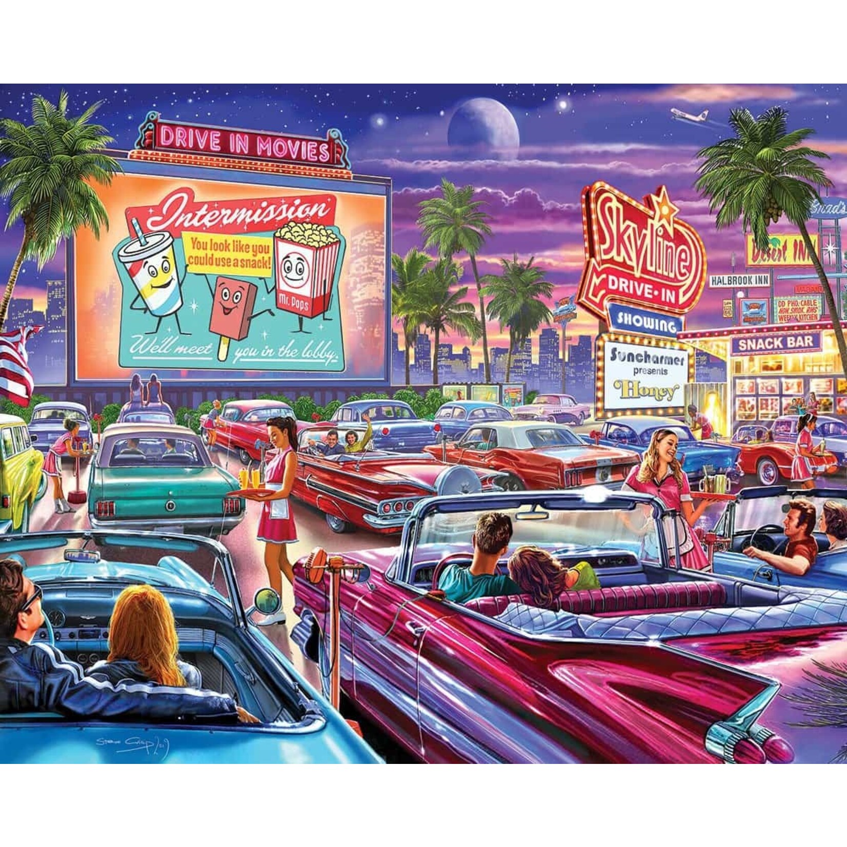 White Mountain Drive-In Movie 1000 Piece Puzzle