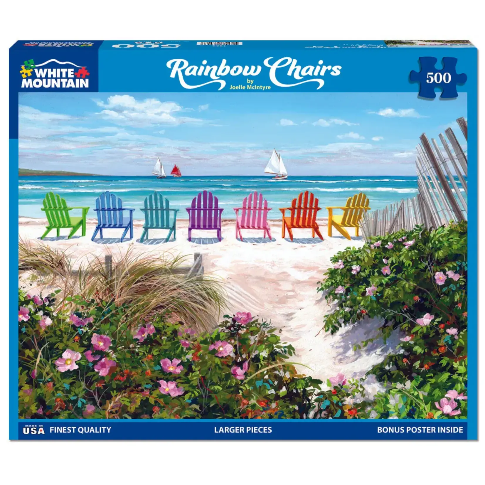 White Mountain Rainbow Chairs 500 Piece Puzzle