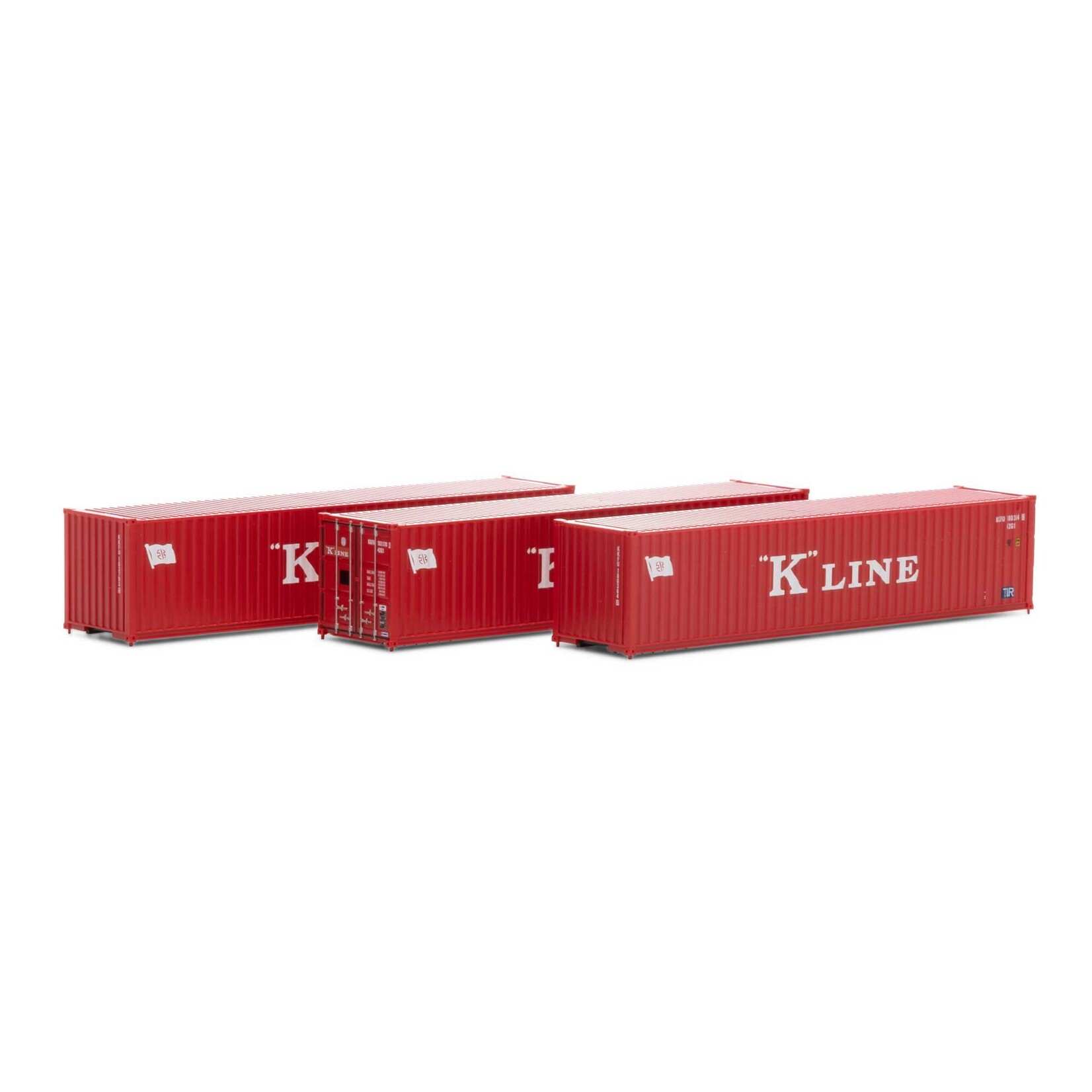 Athearn 17392 N 40' Corrugated Low Cube Container K-Line #1 - 3 Pack