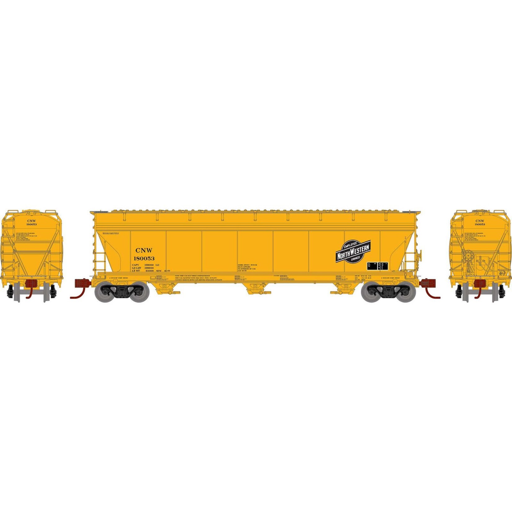 Athearn 8491 N ACF 4600 3 Bay CF Hopper C&NW 180053