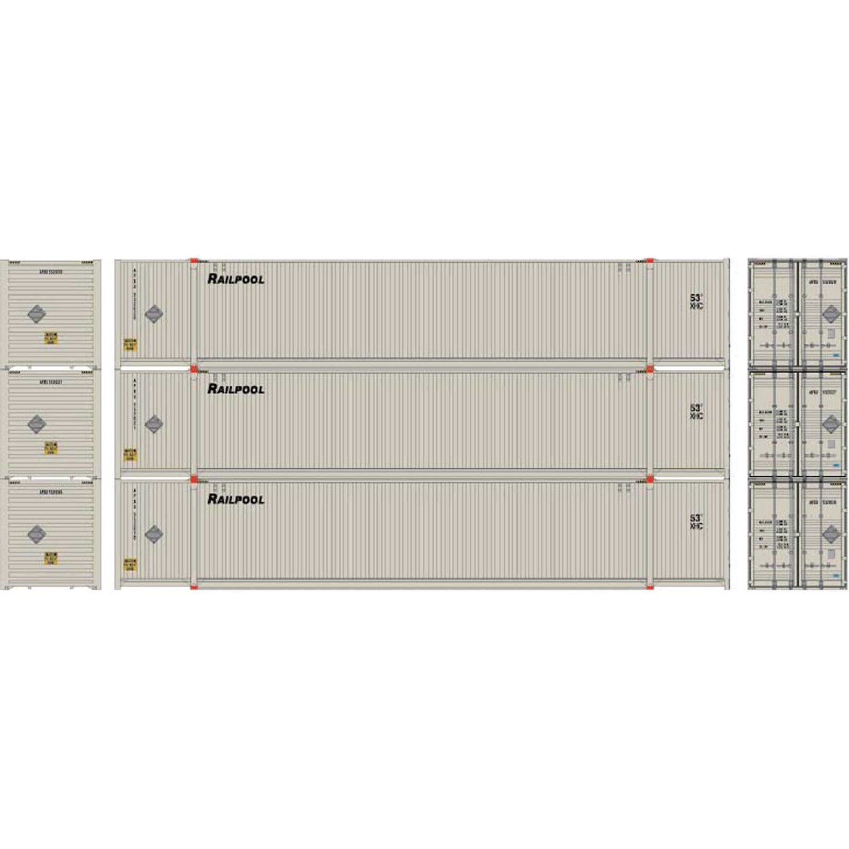 Athearn 28498 HO 53' CIMC Container Railpool #1 - 3 Pack