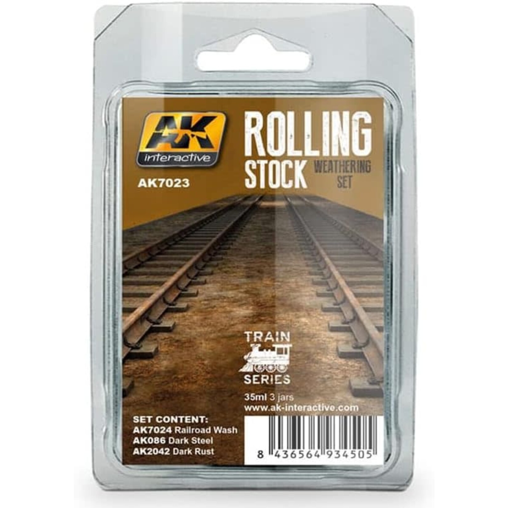 AK Interactive 7023 Train Series: Rolling Stock Weathering Paint Set - 3x35ml