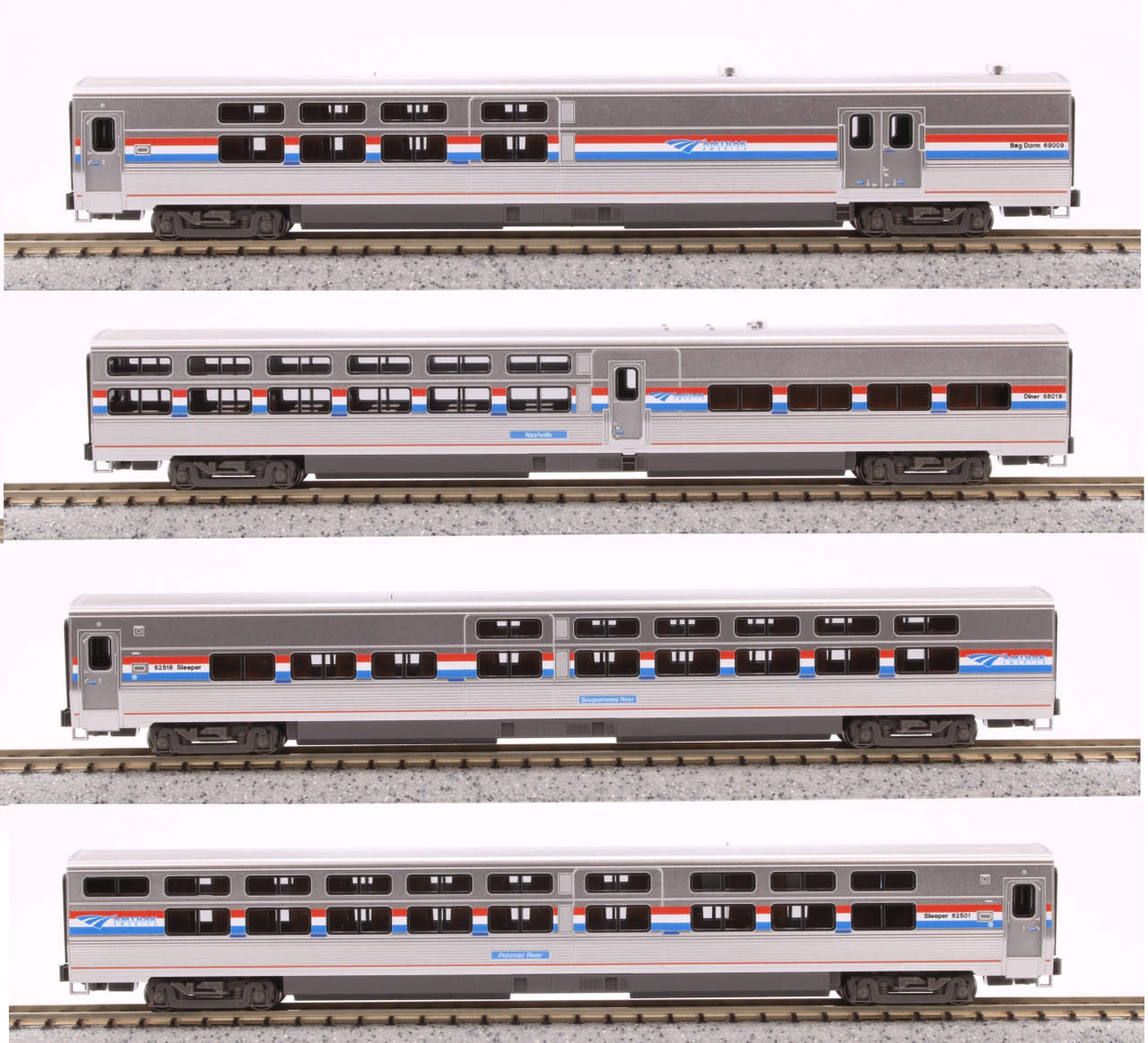 1068004 N Amtrak PhIII Viewliner II - 4 Pack