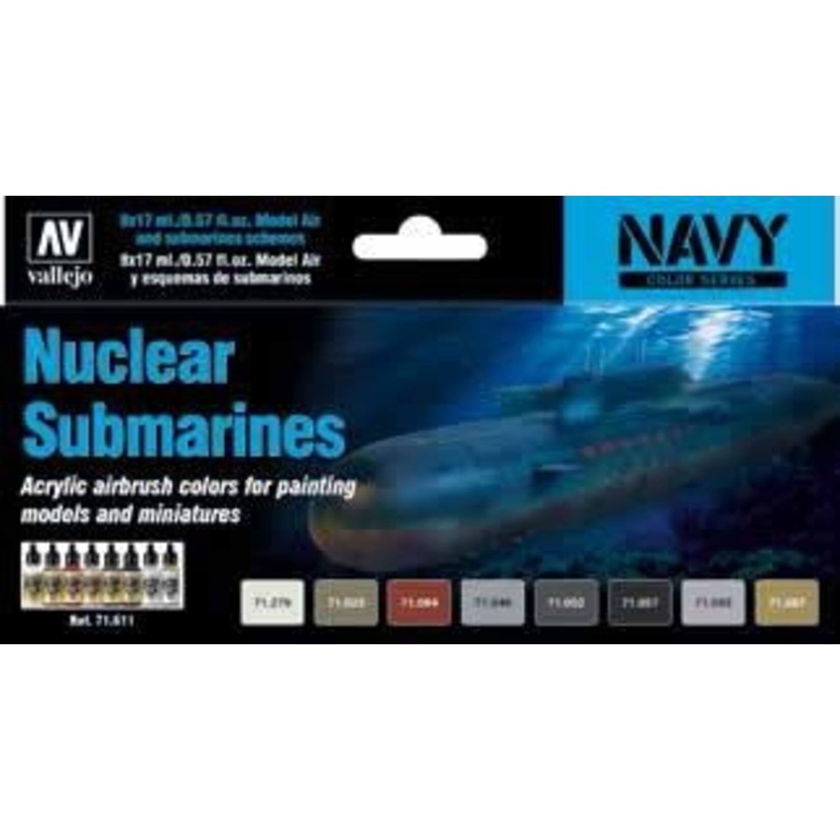 Vallejo 71611 Navy Nuclear Submarines Model Air Paint Set - 8 Colors/17ml Bottles