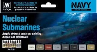 71611 Navy Nuclear Submarines Model Air Paint Set - 8 Colors/17ml Bottles