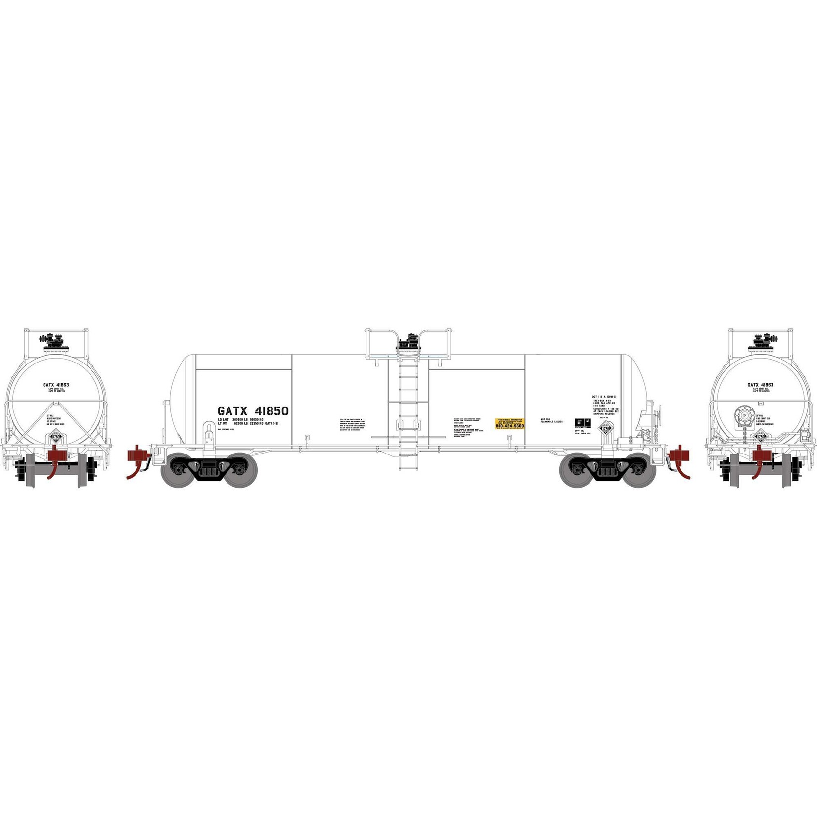 Athearn Genesis 37998 HO 20K Gal Acid Tank, GATX/White #41850