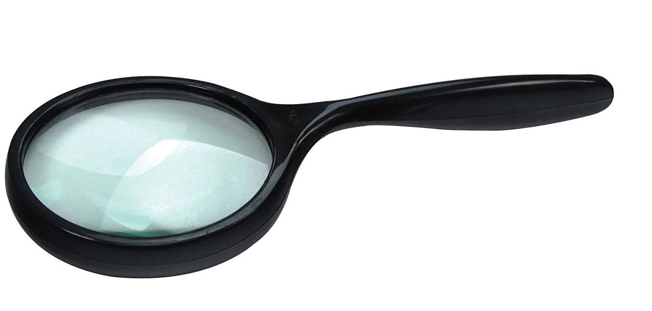 Glass Lens Curved Handle 3x Magnifier 2.5"