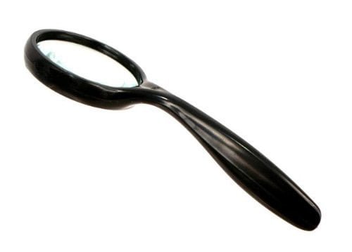 Glass Lens Curved Handle 5x Magnifier 2"