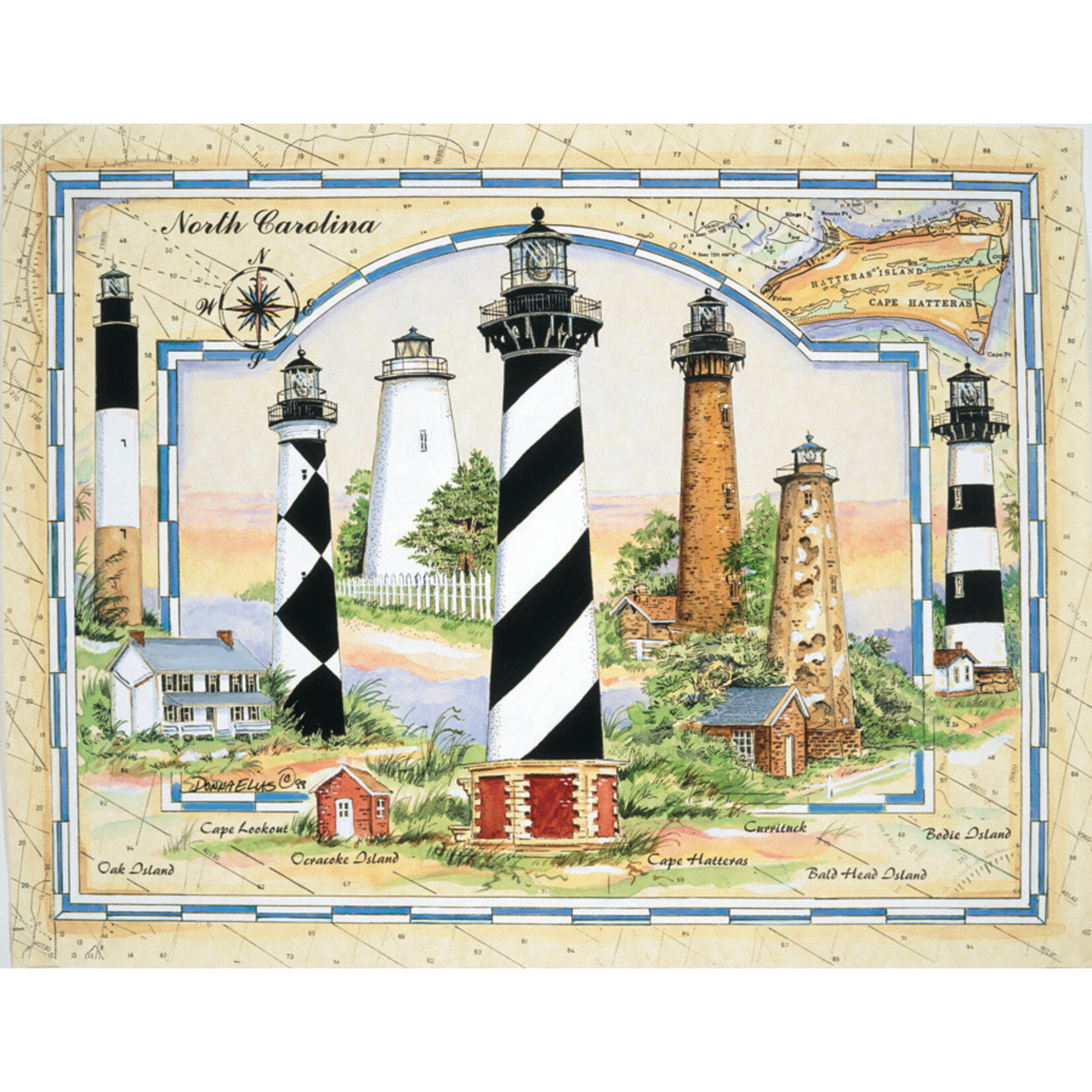 Heritage Puzzle 11003 Coastal Lights of NC 1000 Piece Puzzle