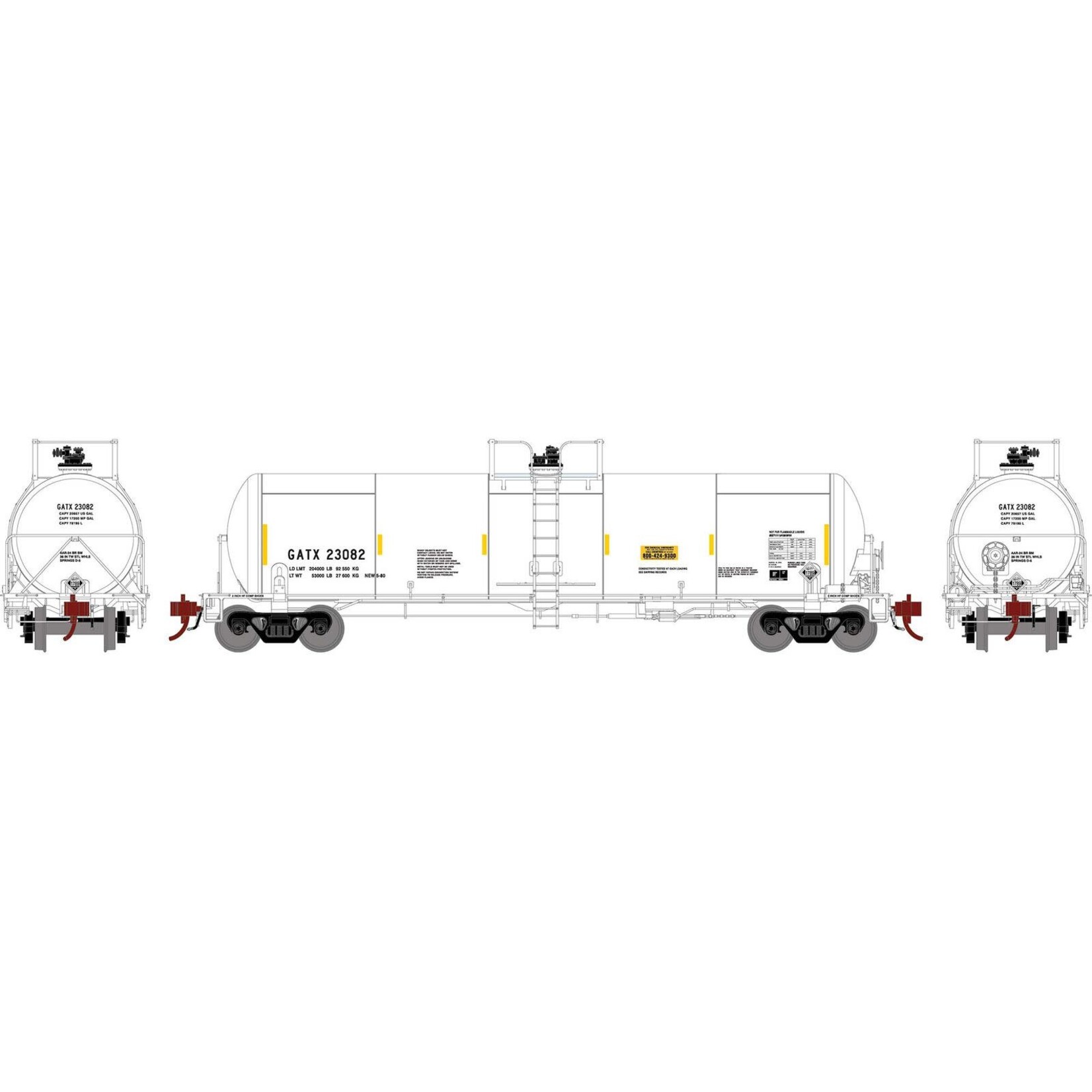 Athearn Genesis 37993 HO 20K Gal Acid Tank GATX 23082