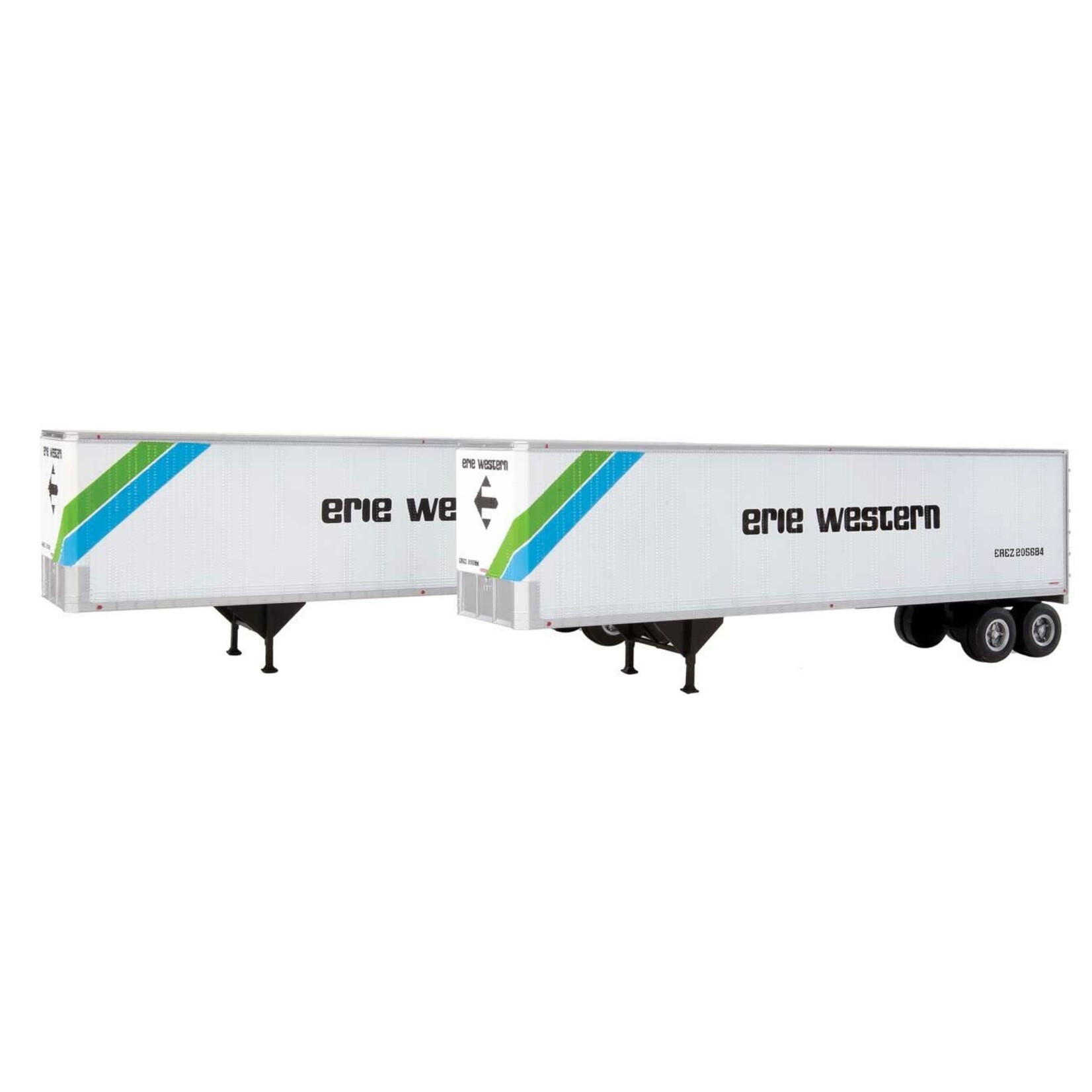 Walthers 9492511 HO 40' Trailmobile Trailer Erie Western (white, black, blue, green) 2-Pack