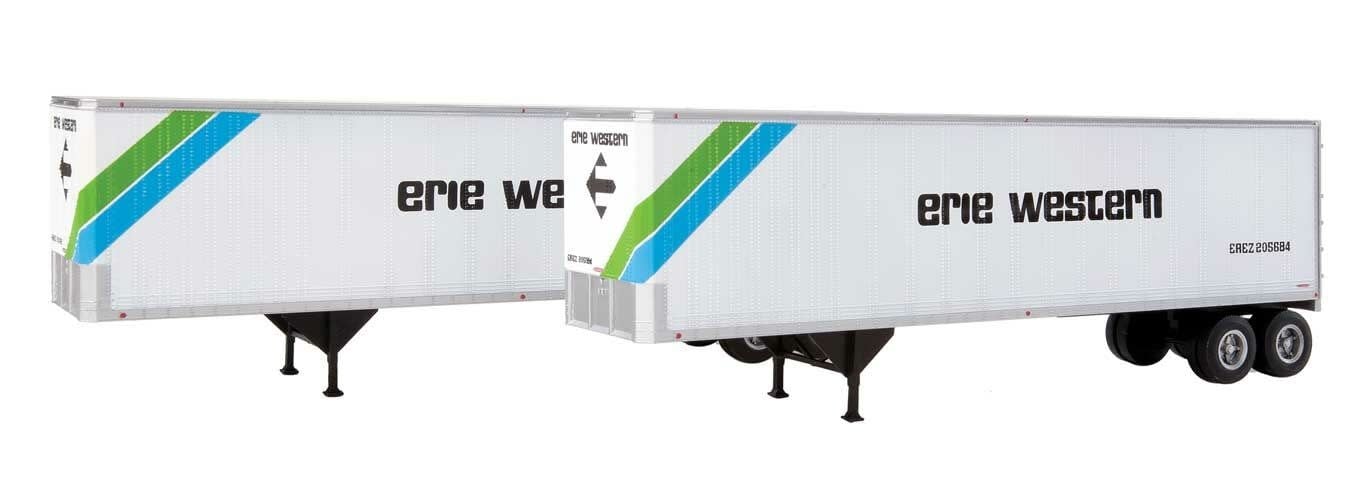 9492511 HO 40' Trailmobile Trailer Erie Western (white, black, blue, green) 2-Pack