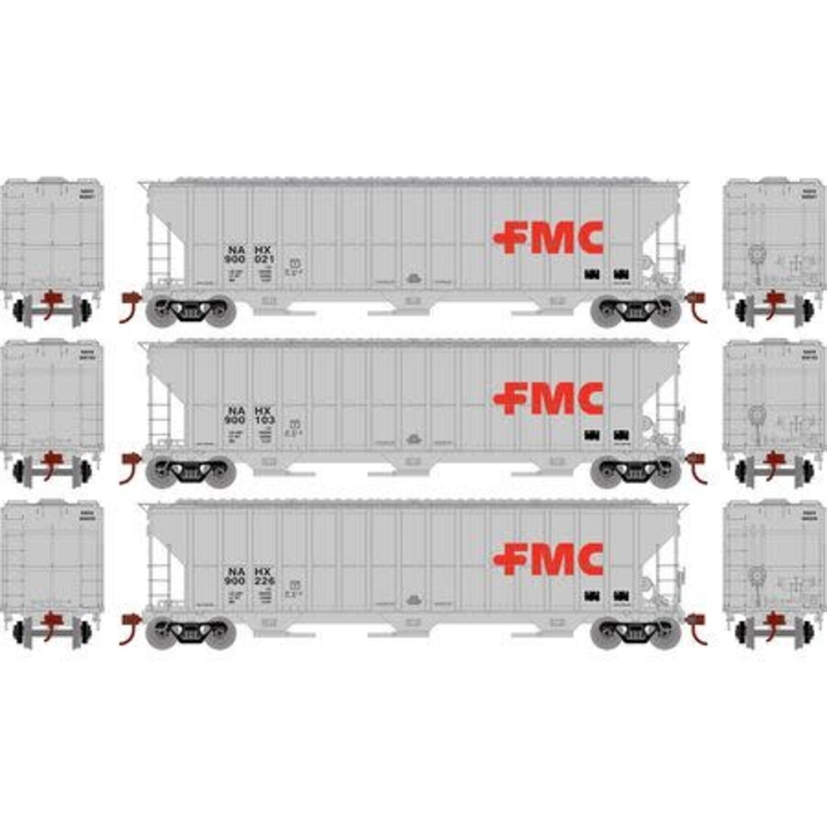 Athearn 81582 HO RTR FMC 4700 Covered Hopper NAHX - 3 Pack