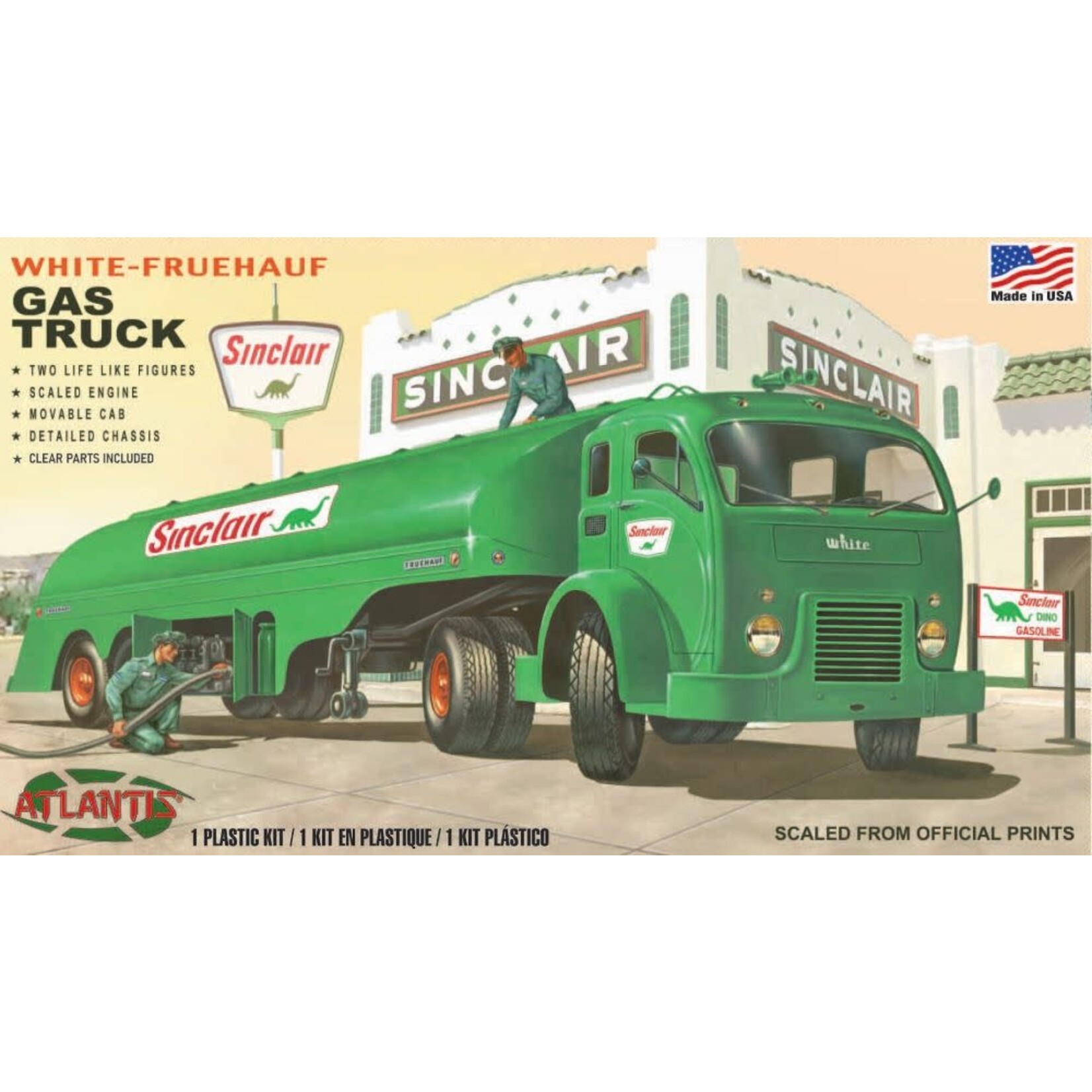Atlantis 1402 1/48 White-Fruehauf Gas Truck w/2 Figures