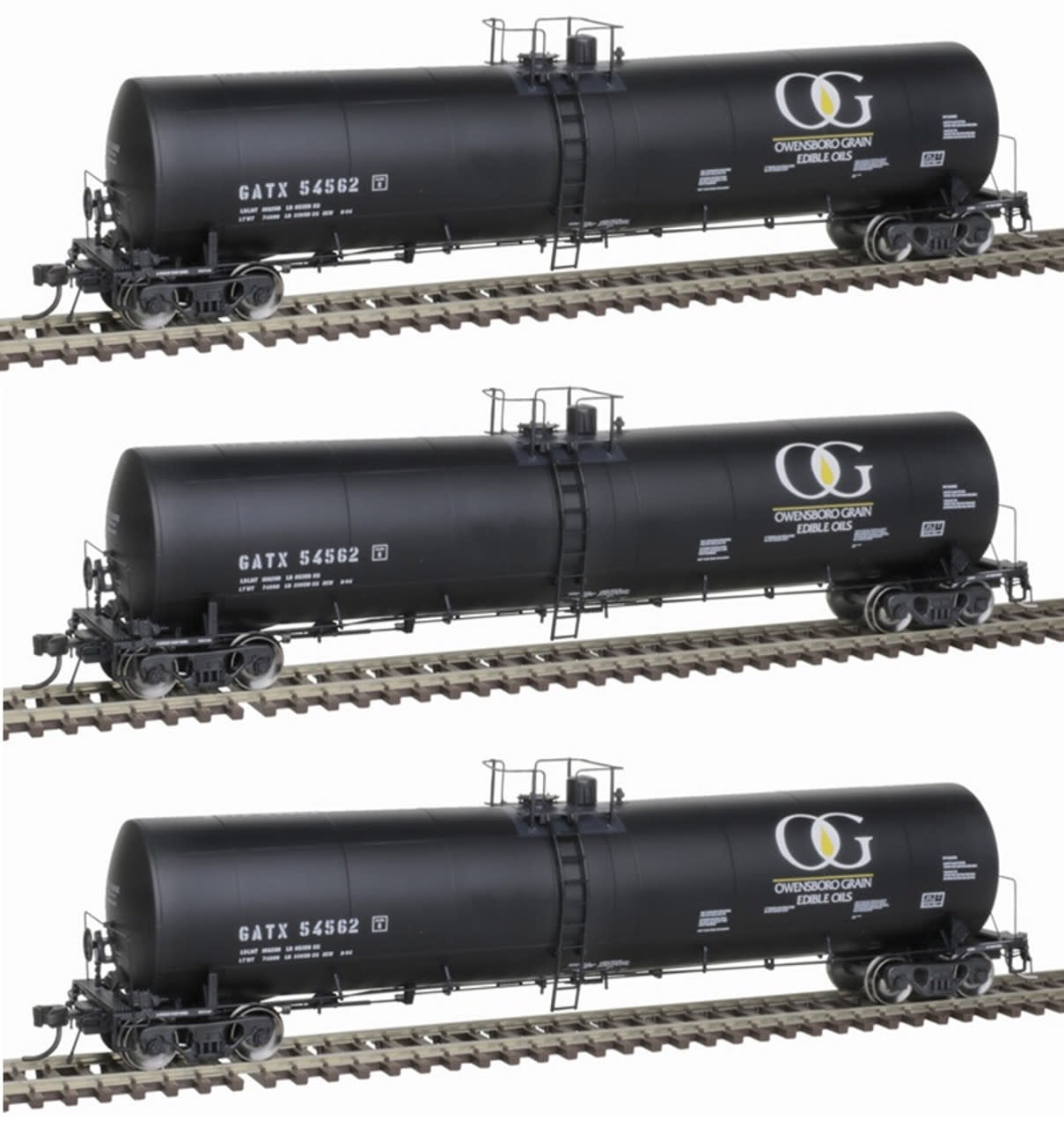20006889 HO Trinity 25,500 Gallon Tank Car GATX 3pk #54562, 54575, 54596