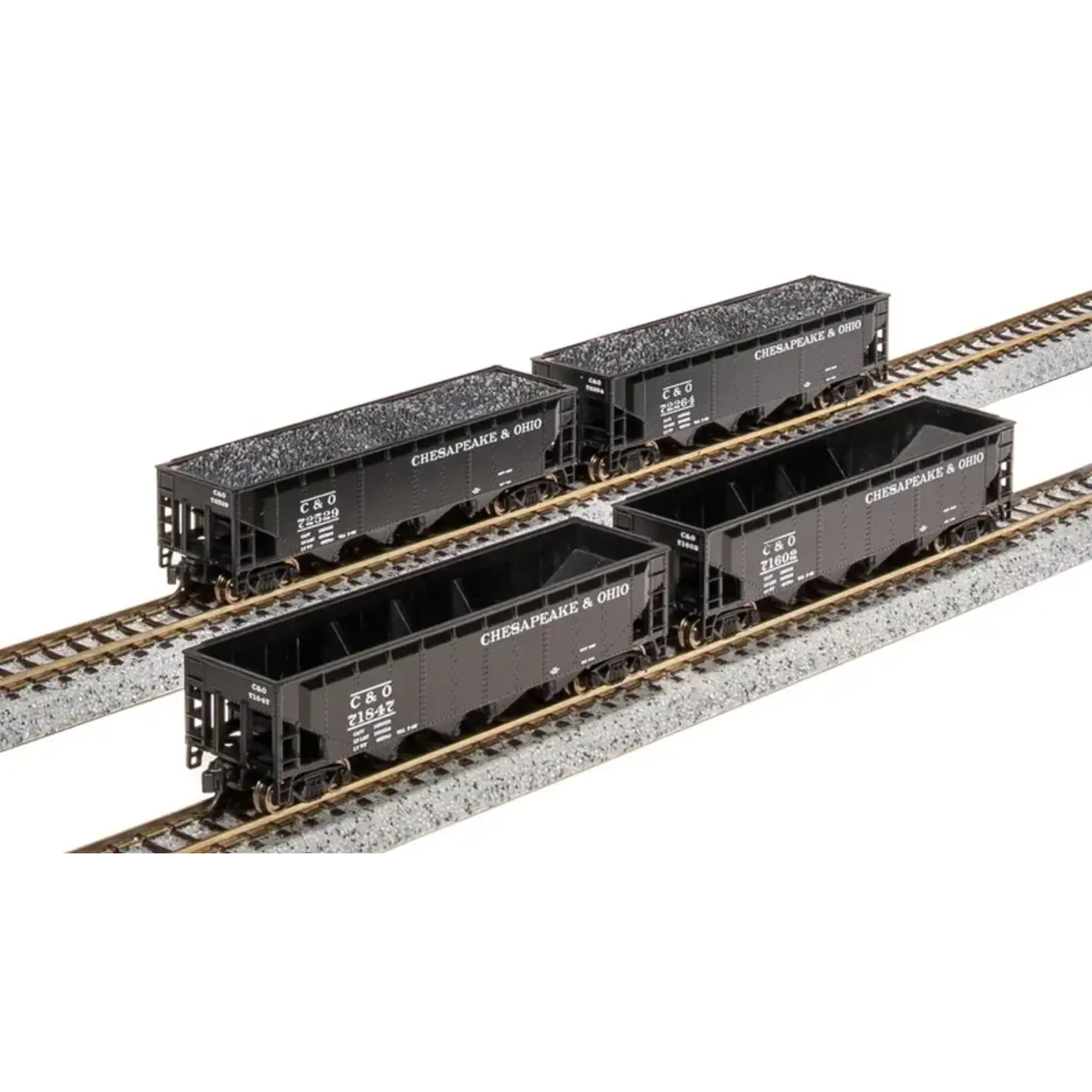 Broadway Limited 7426 N, ARA 70 Tn Quad Hopper, C&O H7-13, 1940s, 4 Pk A