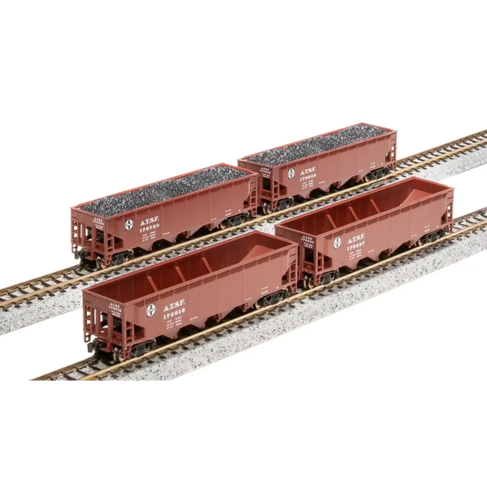 Broadway Limited 7433 N, ARA 70 Tn Quad Hopper,  ATSF, Fntsy Paint, 4 Pk