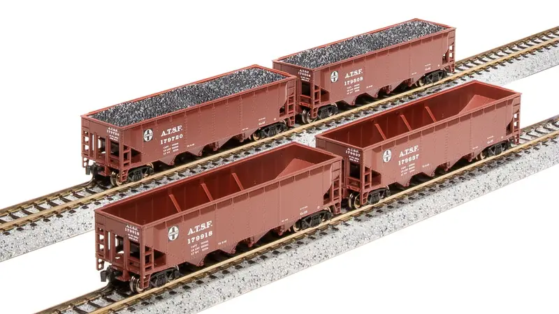 7433 N, ARA 70 Tn Quad Hopper, ATSF, Fntsy Paint, 4 Pk