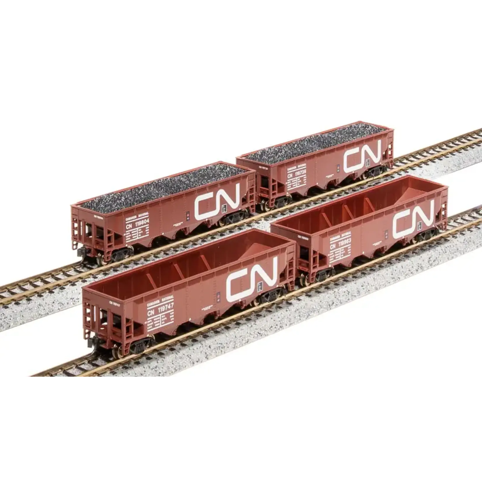 Broadway Limited 7434 N, ARA 70 Tn Quad Hopper, CN, Fantasy Paint, 4 Pk