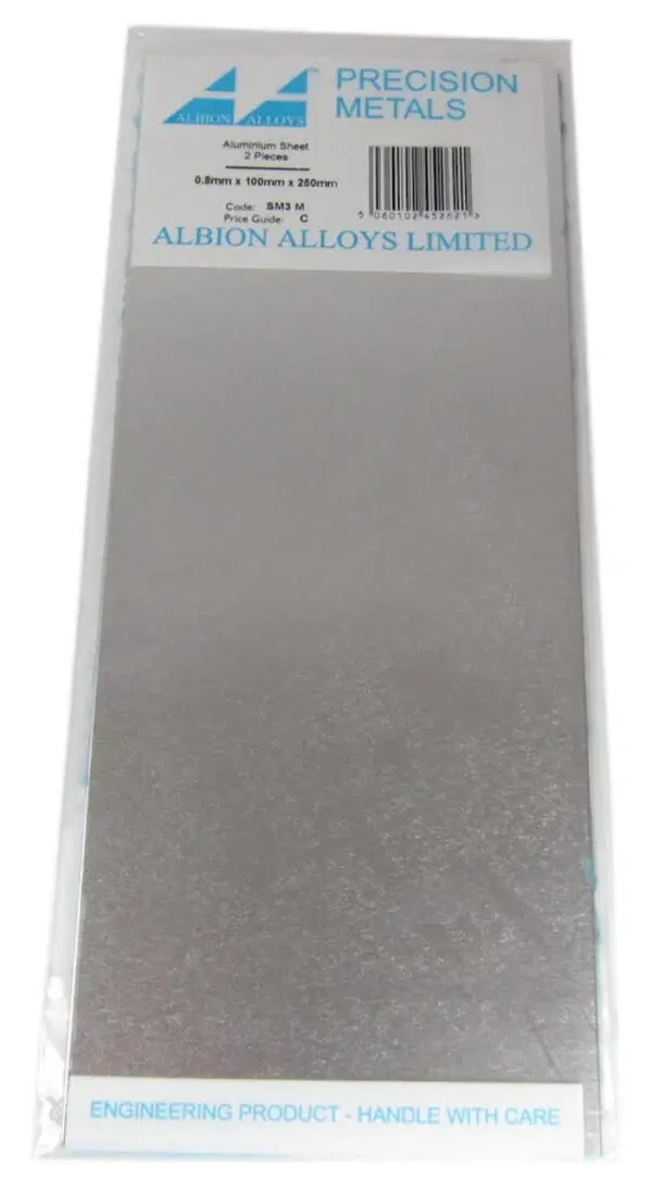 SM3M Aluminium Sheet 0.8 mm 100x250mm 2 piece