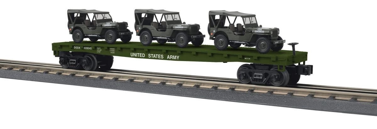 3076886 O US Army Flatcar w/ Jeep Willys Olive