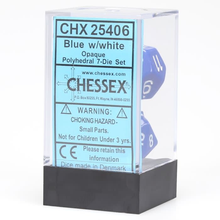 25406 7 Set Dice Blue with White