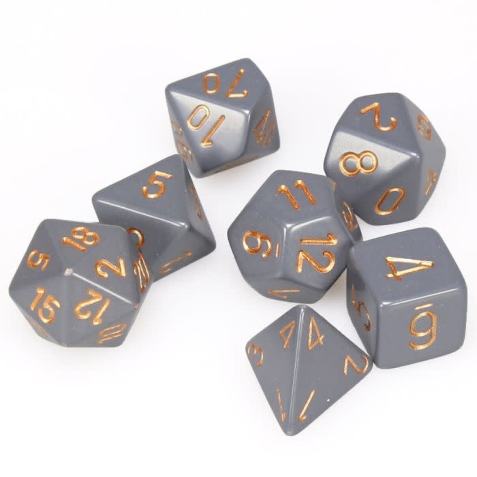 Chessex 25420 7 Set Dice Opaque Dark Grey with Copper